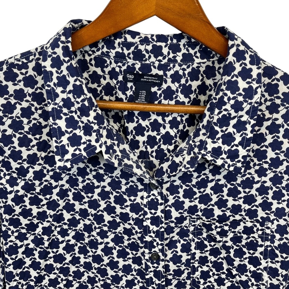 Gap Womens Boyfriend Fit Button Down Shirt Bundle XXL Navy Floral Pink Geometric - Picture 7 of 14